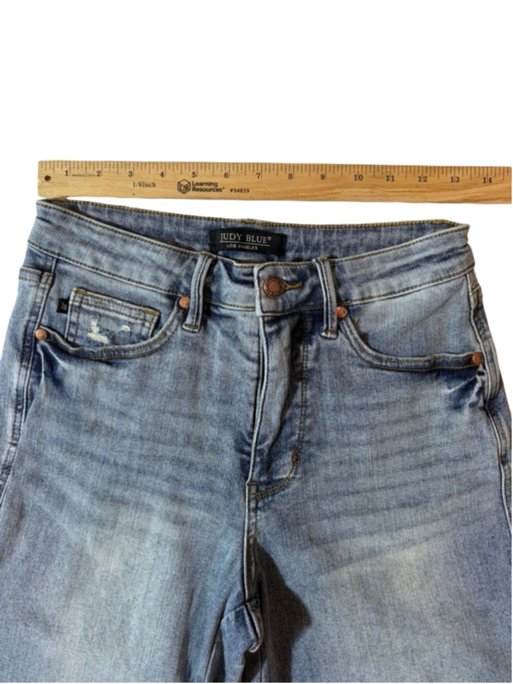 Judy Blue High Waist Wide Leg Crop Jeans Raw Hem Stretch Denim Size 7 28 - Picture 5 of 8